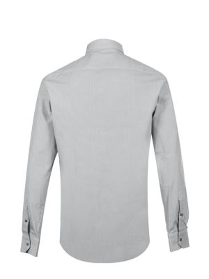 پیراهن طوسی چهارخانه ریز آستین بلند ال سی من 2