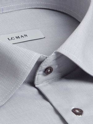 پیراهن طوسی چهارخانه ریز آستین بلند ال سی من 2