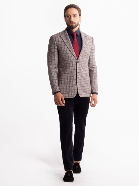 کت تک قرمز چهارخانه ال سی من 