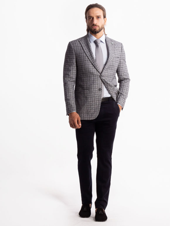 کت تک سرمه ای چهارخانه ال سی من 6