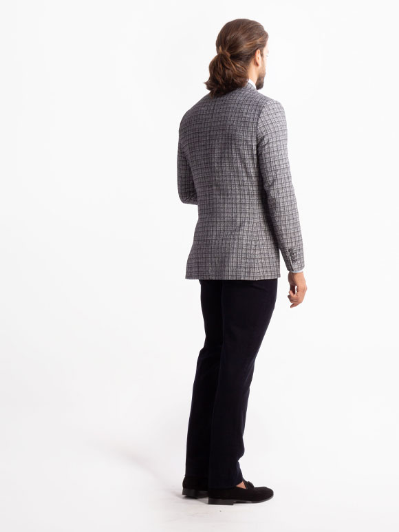 کت تک سرمه ای چهارخانه ال سی من 6