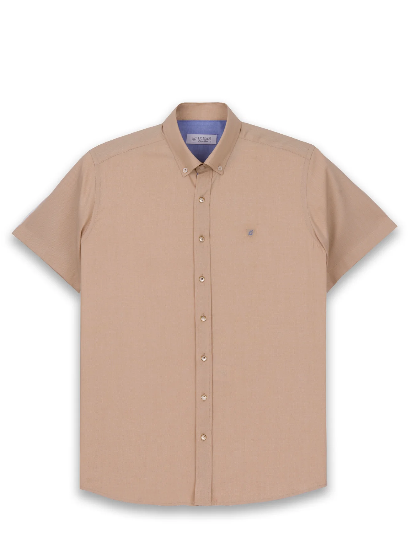 پیراهن آستین کوتاه مردانه کرم ساده ال سی من 2