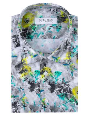 پیراهن آستین کوتاه هاوایی طوسی ال سی من 
