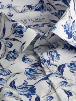 پیراهن مردانه طرح دار آستین کوتاه ال سی من 193