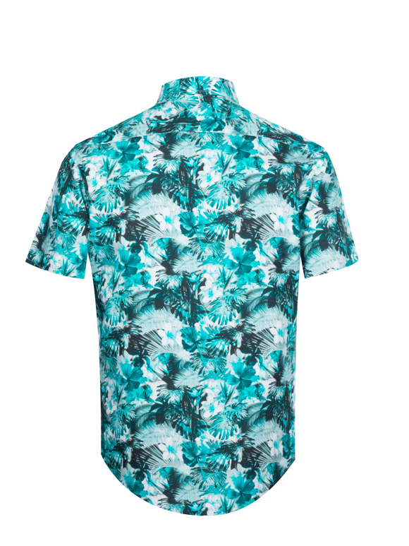 پیراهن آستین کوتاه هاوایی آبی ال سی من 