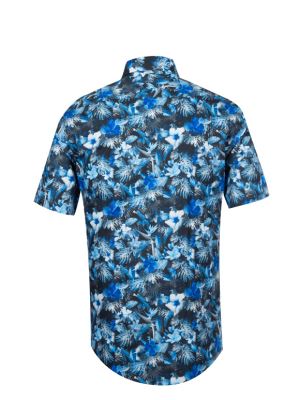 پیراهن آستین کوتاه سرمه ای هاوایی ال سی من 