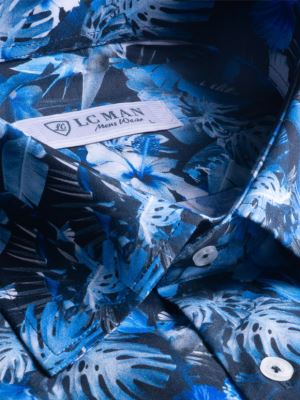 پیراهن آستین کوتاه سرمه ای هاوایی ال سی من 