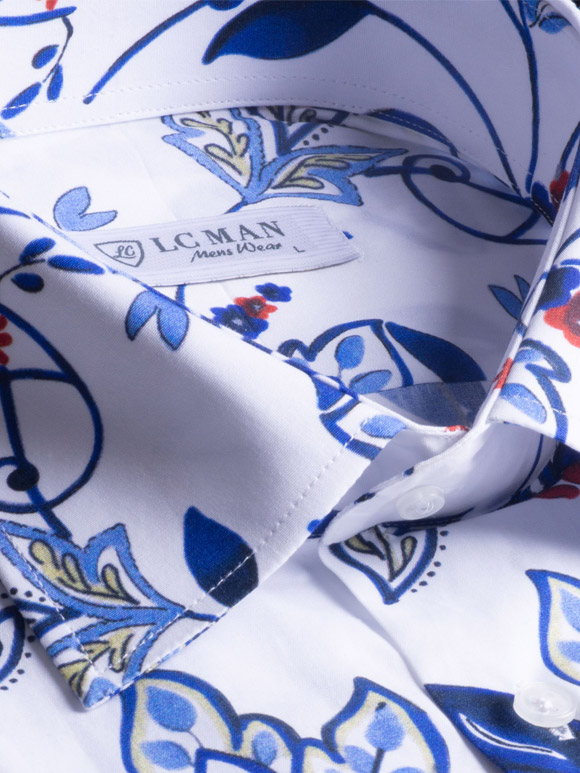 پیراهن آستین کوتاه سفید هاوایی ال سی من 9