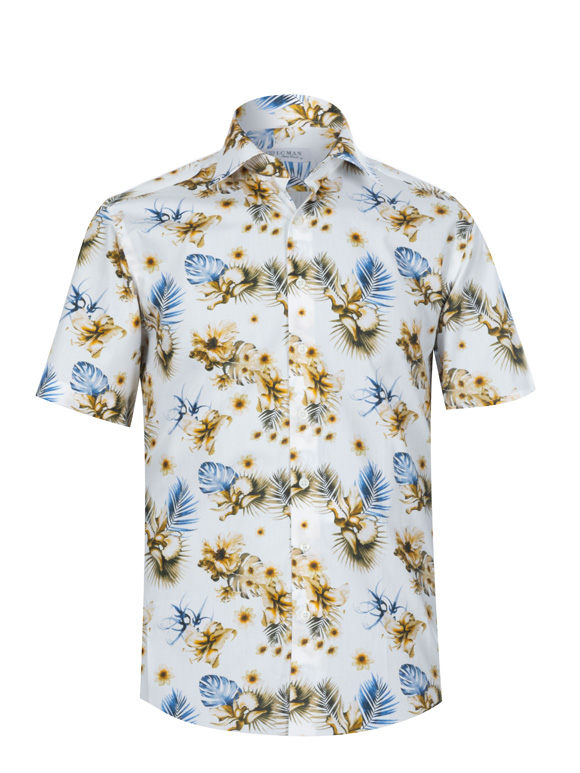 پیراهن آستین کوتاه سفید هاوایی ال سی من 7