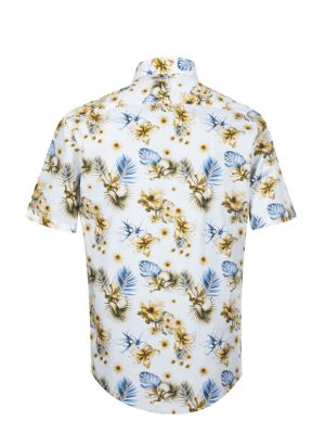 پیراهن آستین کوتاه سفید هاوایی ال سی من 7