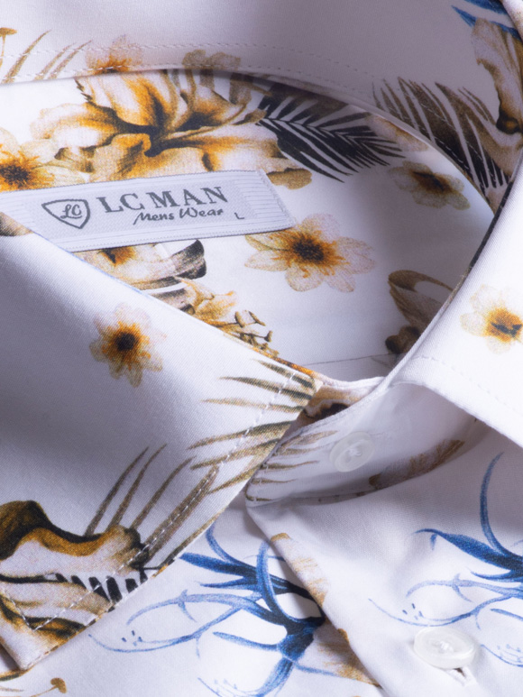 پیراهن آستین کوتاه سفید هاوایی ال سی من 7