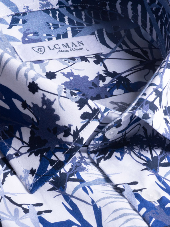 پیراهن آستین کوتاه سرمه ای هاوایی ال سی من 4