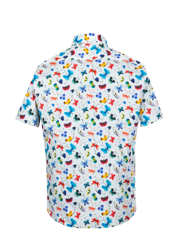 پیراهن طرح دار آستین کوتاه سفید ال سی من 