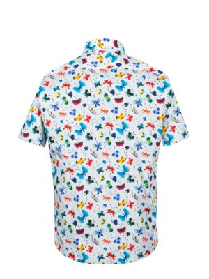 پیراهن طرح دار آستین کوتاه سفید ال سی من 