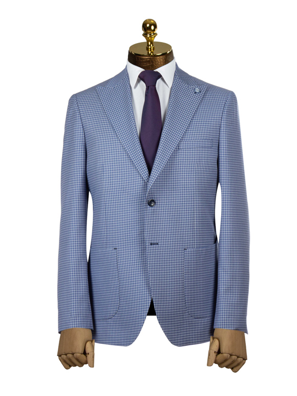 کت تک چهارخانه آبی روشن ال سی من 