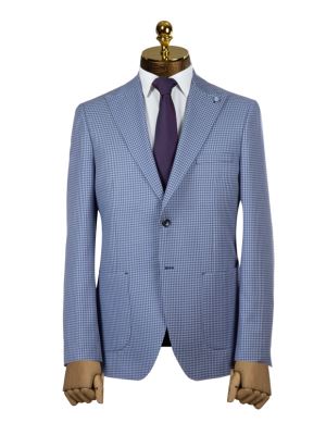 کت تک چهارخانه آبی روشن ال سی من 