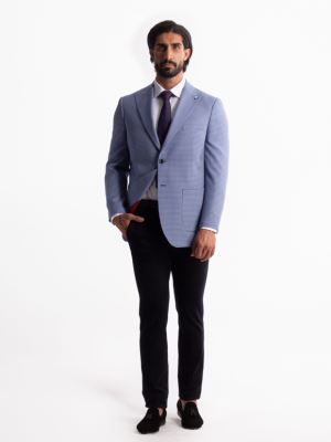 کت تک چهارخانه آبی روشن ال سی من 