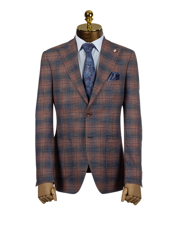 کت تک قهوه ای چهارخانه ال سی من 