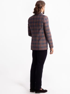 کت تک قهوه ای چهارخانه ال سی من 