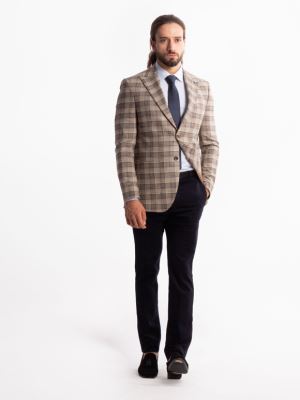 کت تک چهارخانه کرم ال سی من