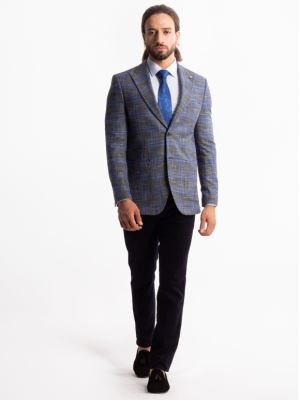 کت تک چهارخانه ی سرمه ای ال سی من 2