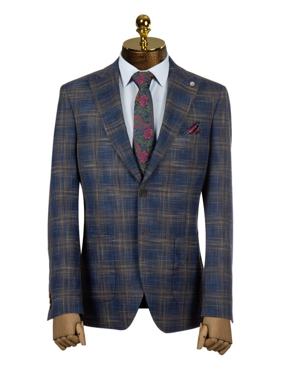 کت تک مردانه سرمه ای چهارخانه ال سی من 