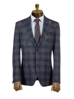 کت تک مردانه سرمه ای چهارخانه ال سی من 