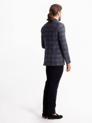 کت تک مردانه سرمه ای چهارخانه ال سی من 