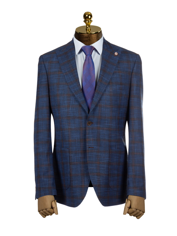 کت تک چهارخانه سرمه ای ال سی من 