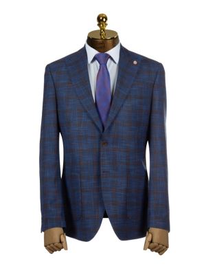 کت تک چهارخانه سرمه ای ال سی من 