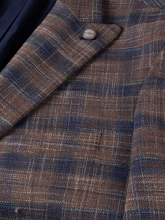 کت تک چهارخانه قهوه ای ال سی من 6