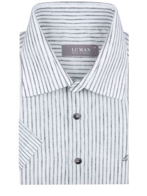 پیراهن آستین کوتاه راه راه سفید ال سی من 