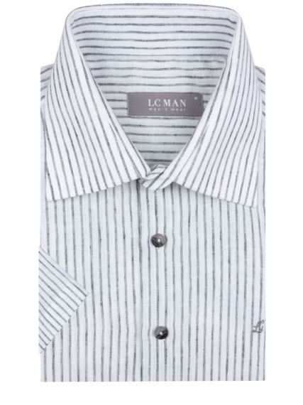 پیراهن آستین کوتاه راه راه سفید ال سی من 