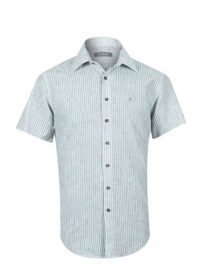 پیراهن آستین کوتاه راه راه سفید ال سی من 