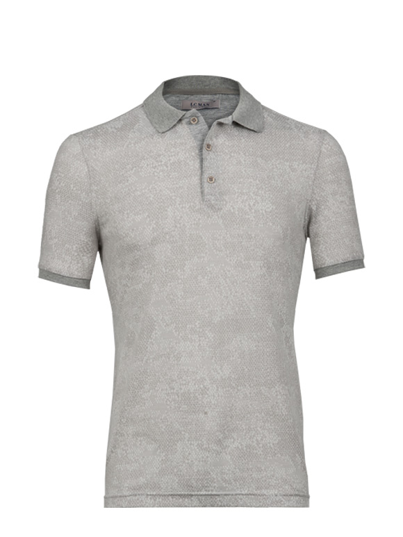 پولوشرت طرح دار طوسی آستین کوتاه یقه شکاری 