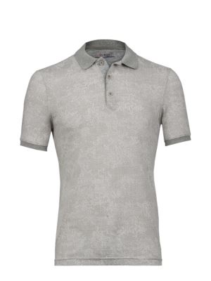 پولوشرت طرح دار طوسی آستین کوتاه یقه شکاری 