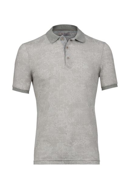 پولوشرت طرح دار طوسی آستین کوتاه یقه شکاری 