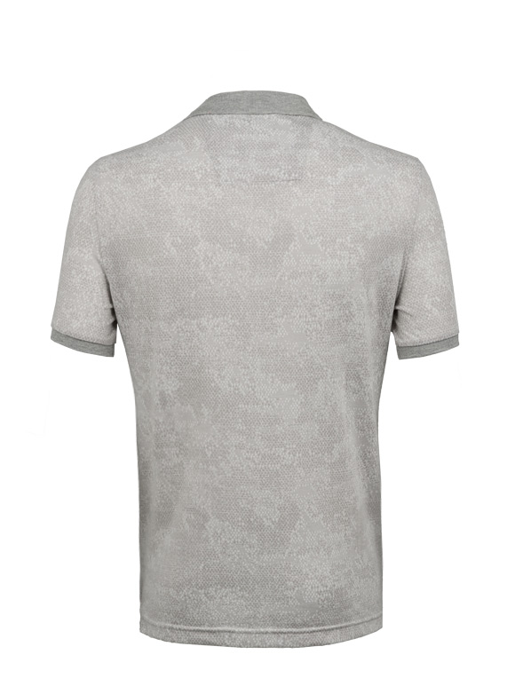 پولوشرت طرح دار طوسی آستین کوتاه یقه شکاری 