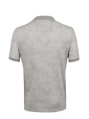 پولوشرت طرح دار طوسی آستین کوتاه یقه شکاری 