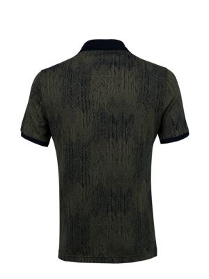 پولوشرت سبز طرح دار آستین کوتاه یقه شکاری 
