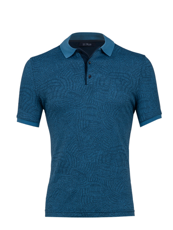 پولوشرت آبی آستین کوتاه یقه شکاری 