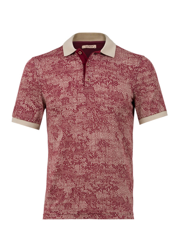 پولوشرت قرمز آستین کوتاه یقه شکاری 