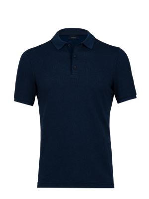 پولوشرت طرح دار سرمه ای آستین کوتاه یقه شکاری 