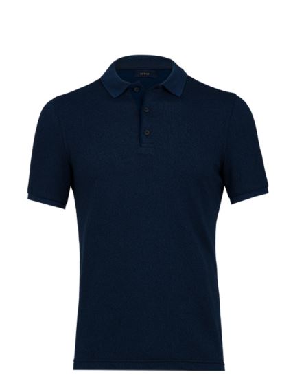 پولوشرت طرح دار سرمه ای آستین کوتاه یقه شکاری 