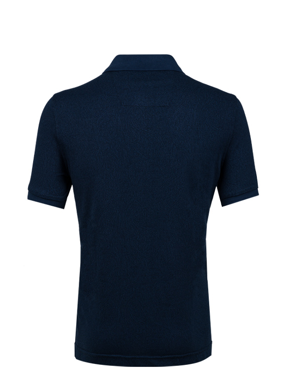 پولوشرت طرح دار سرمه ای آستین کوتاه یقه شکاری 