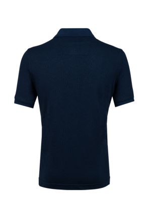 پولوشرت طرح دار سرمه ای آستین کوتاه یقه شکاری 