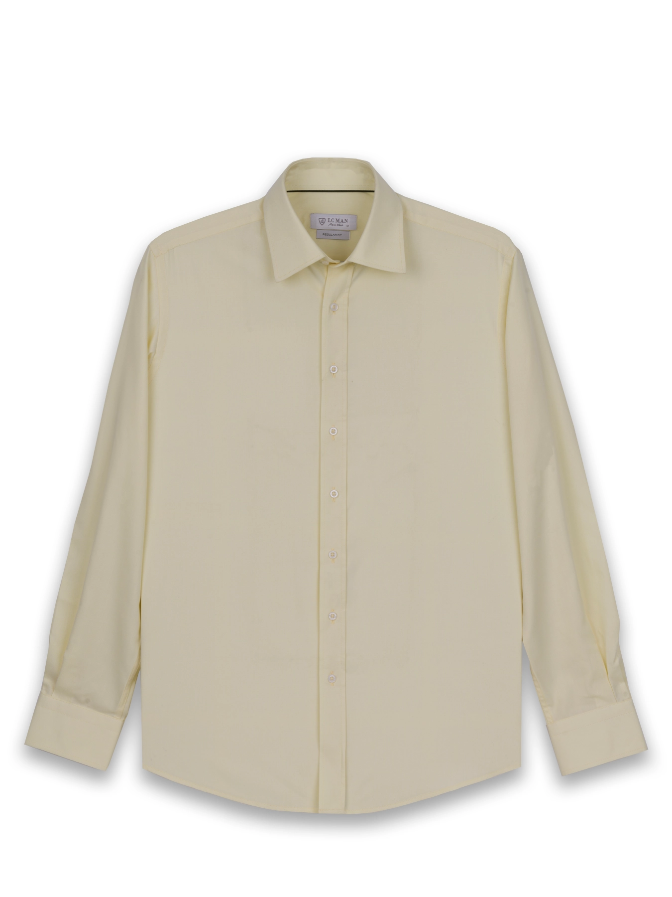 پیراهن آستین بلند لیمویی ساده ال سی من 