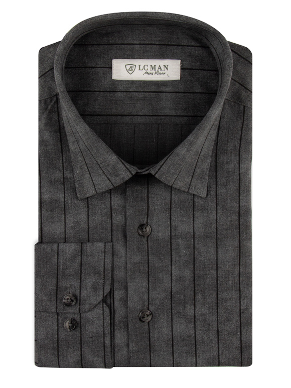 پیراهن طوسی راه راه آستین بلند ال سی من 27