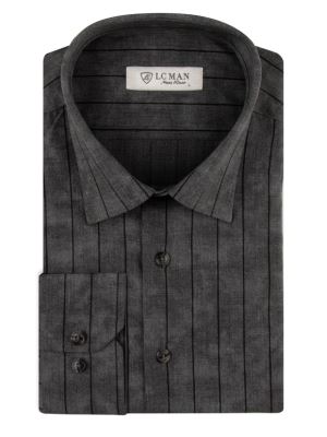 پیراهن طوسی راه راه آستین بلند ال سی من 27