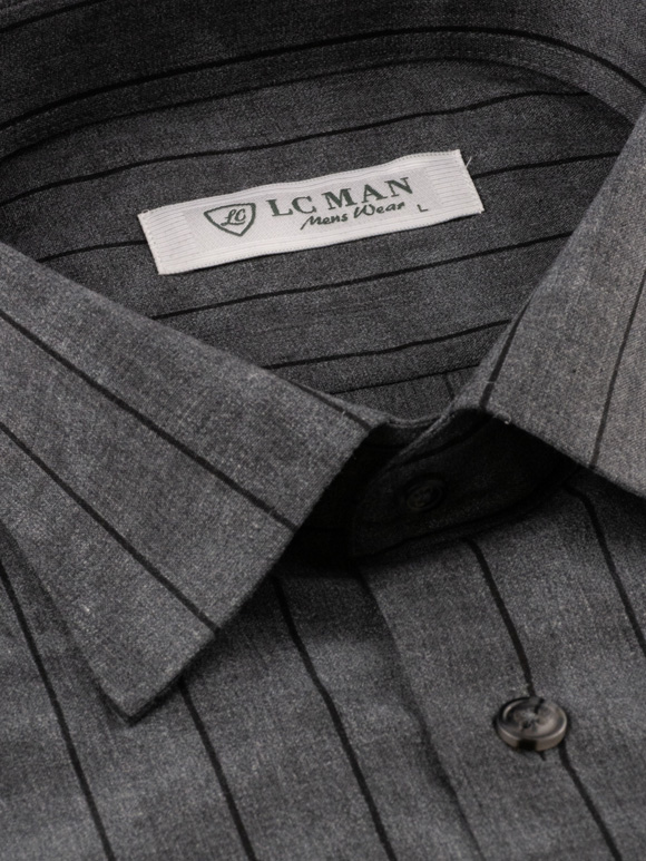 پیراهن طوسی راه راه آستین بلند ال سی من 27